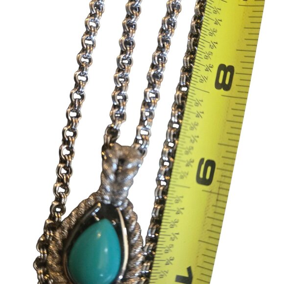 Turquoise Blue Teardrop Necklace With Adjustable Chain Avon Fashion Accents VTG - Picture 7 of 16